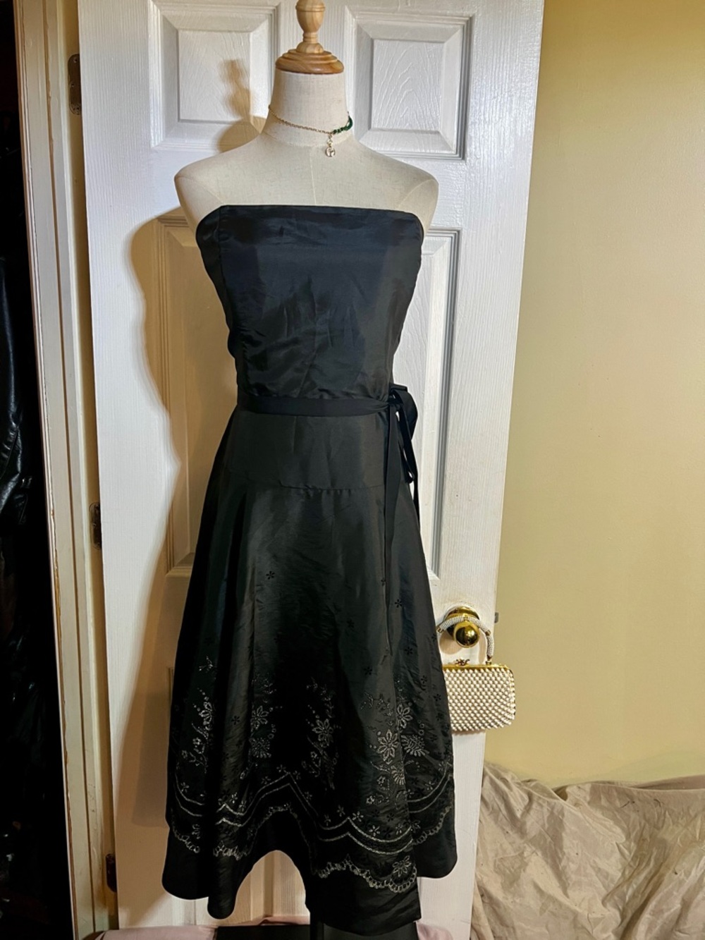 Vtg Jessica Howard Wms Strapless Embroidery Floral Metallic Fit&Flare Dress‎  12